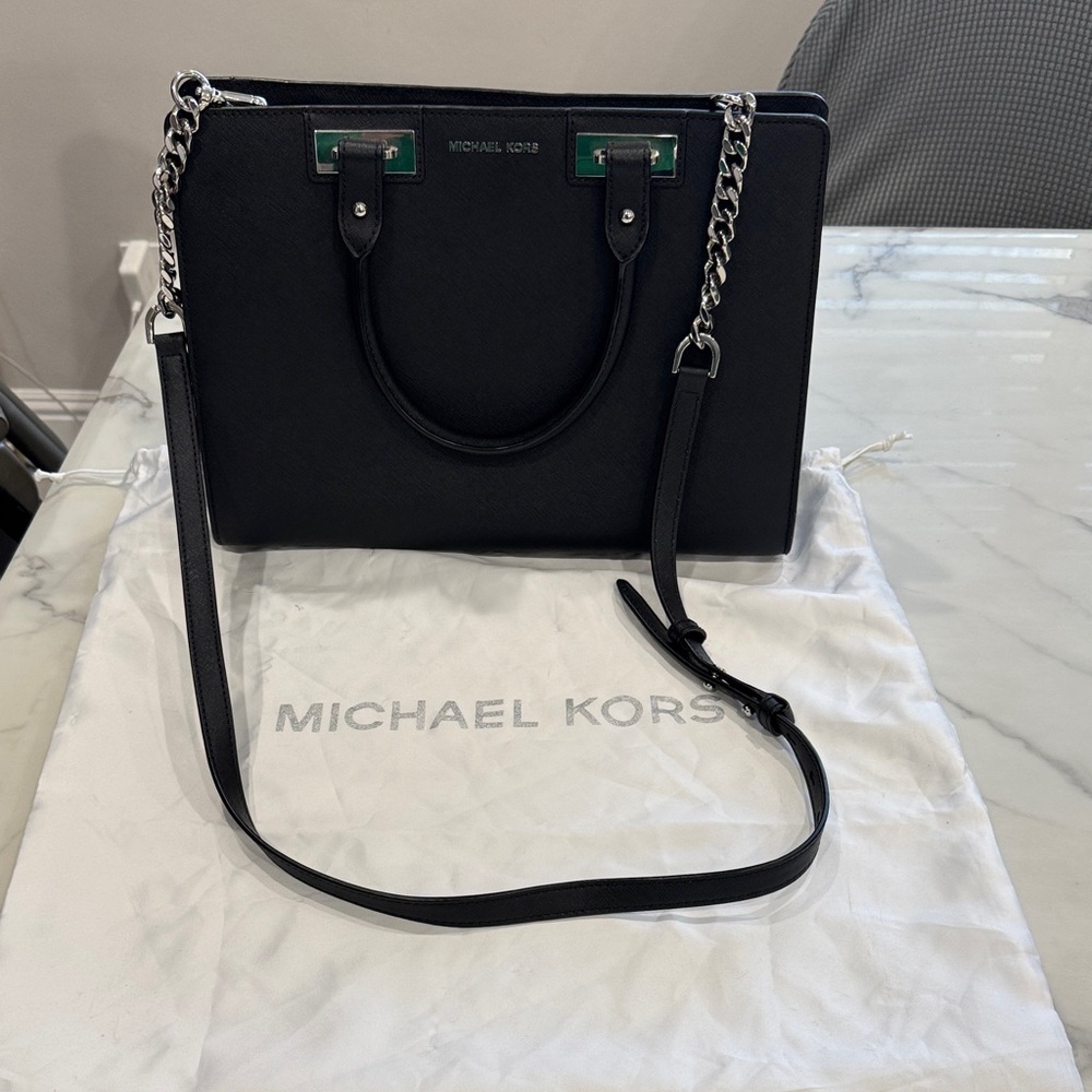 Michael Kors Black Satchel with Chain Straps